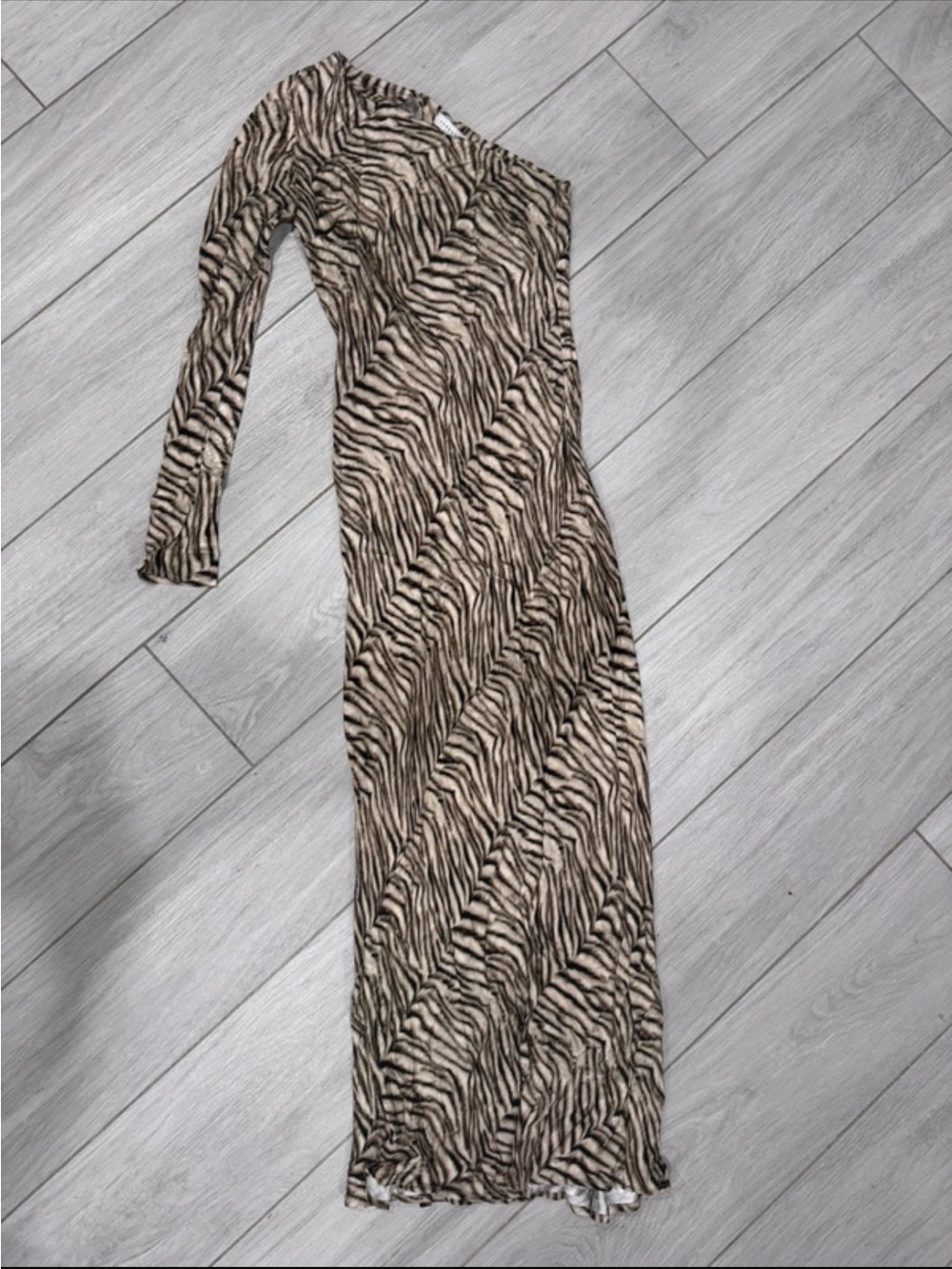 ASOS Topshop one sleeve animal print maxi dress